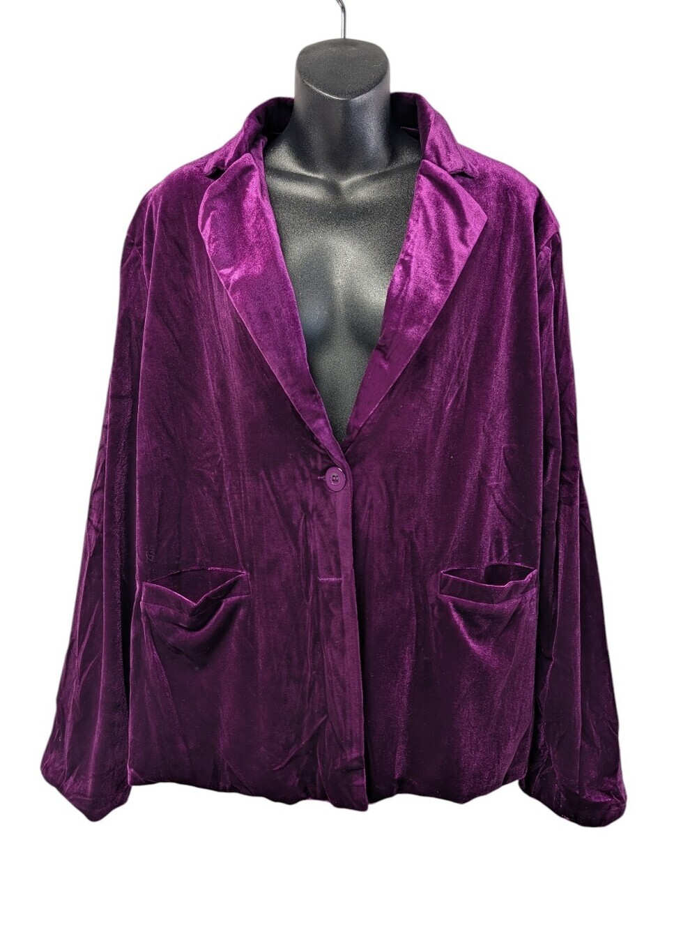 Mint Limit Purple Velvet Blazer Jacket Single Button XXL NWT